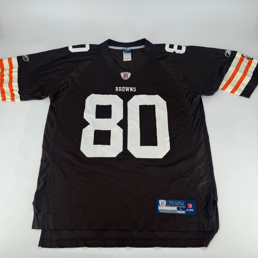 Reebok Cleveland Browns Brian Robiskie 80 NFL Jersey Mens Large Brown Mesh